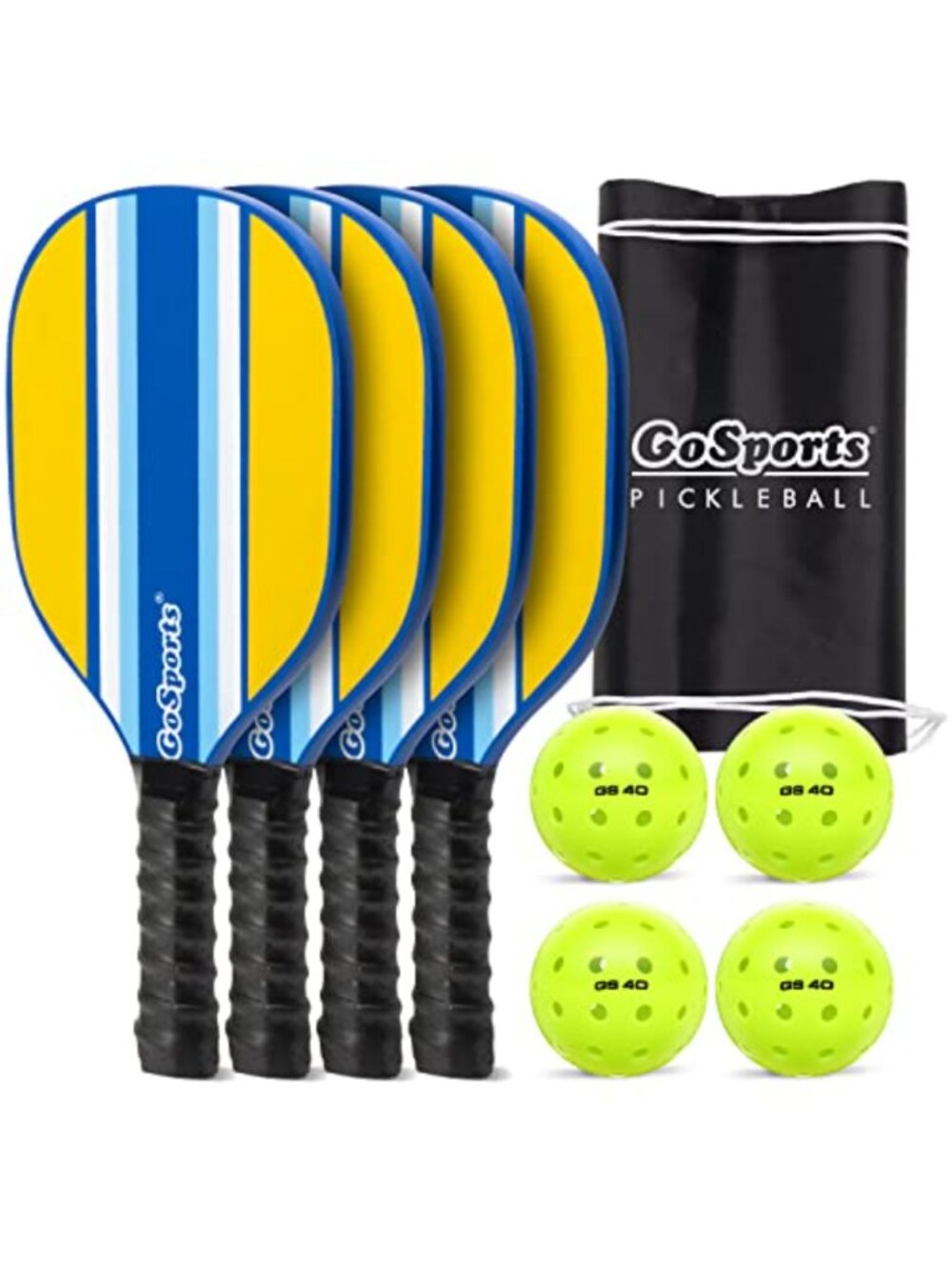 Pickleball Set 4 Wood Paddles 4 Balls Carry Case Starter